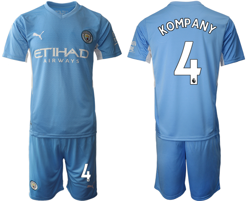 Men 2021-2022 Club Manchester City home Light blue #4 Soccer Jersey